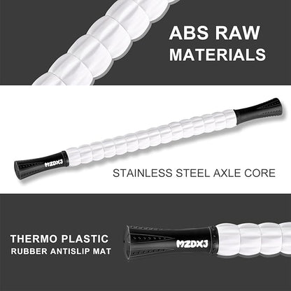 Muscle Roller Massage Roller Stick- Deep Tissue Fascia Blaster for Myofascial Pain Relief, Lymphatic Drainage & Body Sculpting, Handheld Physical Therapy & Recovery Tool (Black White-24 inch)