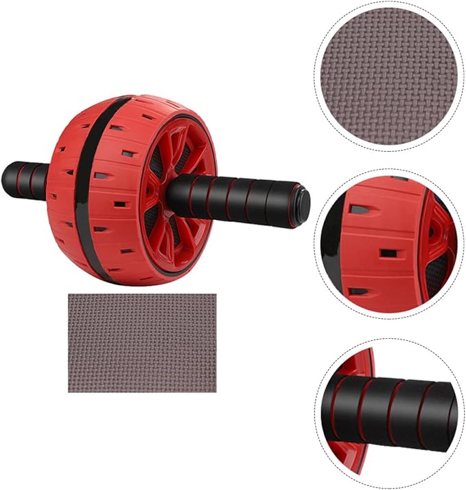 Ab Roller Wheel with Knee Pad Red Abdominal Muscle Trainer Wheel for Core Strength Exercise Suitable for Home Gym and Workout