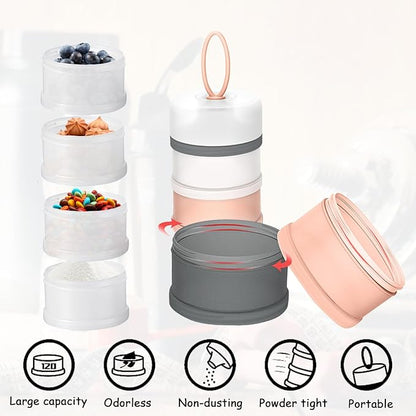 Ysglory 3 Packs Protein Powder Storage Container 4 Stackable Formula Dispenser Portable Protein Powder Travel Container Milk Powder Container to Go for Workout, Fitness, Travel (Pink,White,Blue)