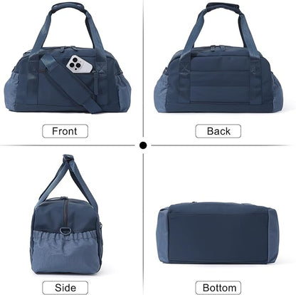 Small Gym Bag for Women, Mini Crossbody Gym Duffle Bag with Wet Compartment, Carry on Gym Tote Bag for Workout Dance Sport Travel (Medium-Blue)