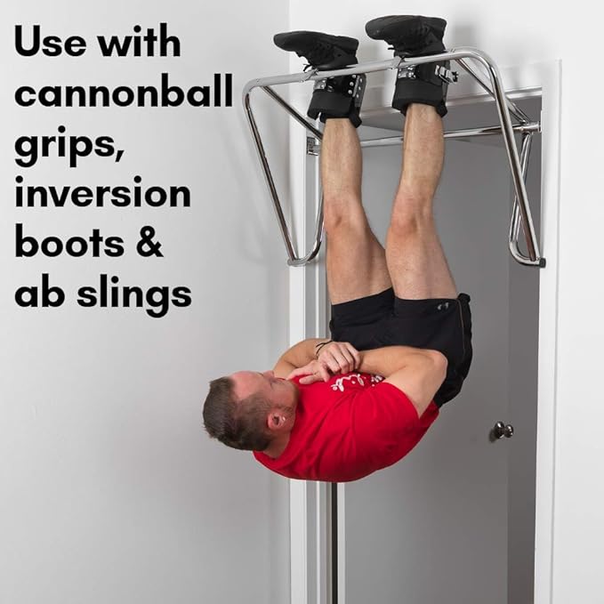 Body-Solid Adjustable Doorway Pull Up Bar, Chin Up Bar for Door Frame, Strength Training Pull-Up Bars, Secure Door Mount, Exercise Bar with 300lbs Capacity for Home Gym