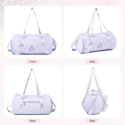 Dance Bag for girls, KUIRAN 8L Dance Duffel Bag with Separate Shoe Compartment Lightweight Water-resistant Sport Bag for Dance, Ballet, Gym, Travel - Purple