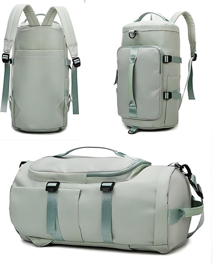 ZUEVI 3 In 1 Backpack Travel Duffle Bag for Men Women with Wet Pocket and Shoe Compartment Waterproof Gym Backpacks for Weekender Sports Training Yoga (Green)