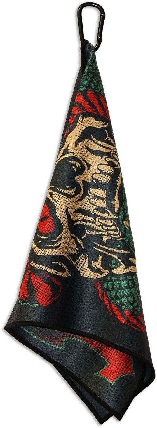 RokFit Gym & Golf Towel – Multi-Use, Quick-Dry, Durable Utility Towel with Bold Graphic and Carabiner Clip (Don't Look Back)