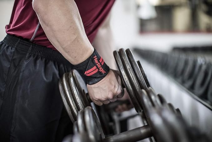 Harbinger Red Line 18-Inch Weightlifting Wrist Wraps for Men and Women (Pair)