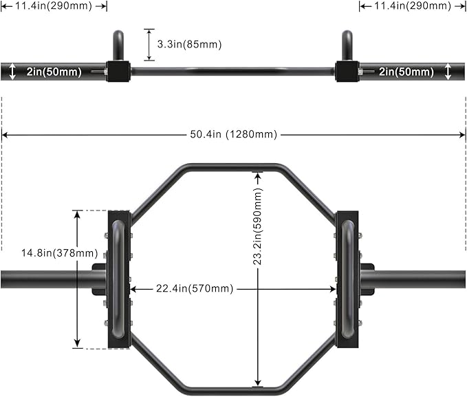 SELEWARE Trap Bar Hex Bar for Deadlift, Olympic Hex Barbell Deadlift Trap Bar, 500 LBS Capacity Heavy Duty Weight Lifting Hex Bar Strength Training Equipment for Home Gym, Squats, Shrugs