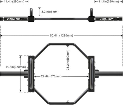 SELEWARE Trap Bar Hex Bar for Deadlift, Olympic Hex Barbell Deadlift Trap Bar, 500 LBS Capacity Heavy Duty Weight Lifting Hex Bar Strength Training Equipment for Home Gym, Squats, Shrugs