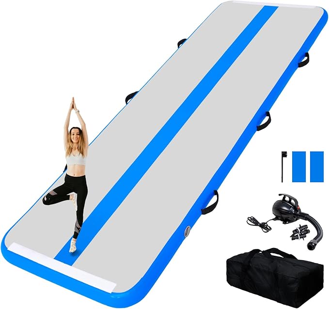 Tuxedo Sailor Inflatable Gymnastics Tumbling Mat Tumble Track Thickness Floor Mat With Electric Air Pump for Gymnastics/Training/Home/Cheerleading/Water/Gym/Yoga
