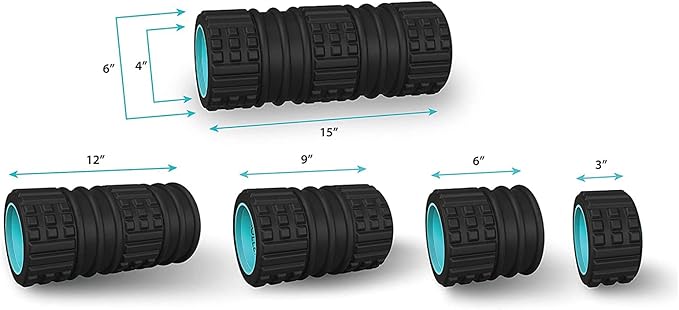 ROYO Foam Roller - 15 in. Adjustable Length, Medium Density Deep Tissue Massager for Muscle and Triggerpoint Release, Use for Daily Fitness and Exercise, Stretching and Sport Training
