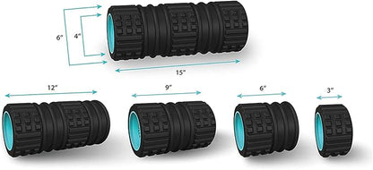 ROYO Foam Roller - 15 in. Adjustable Length, Medium Density Deep Tissue Massager for Muscle and Triggerpoint Release, Use for Daily Fitness and Exercise, Stretching and Sport Training