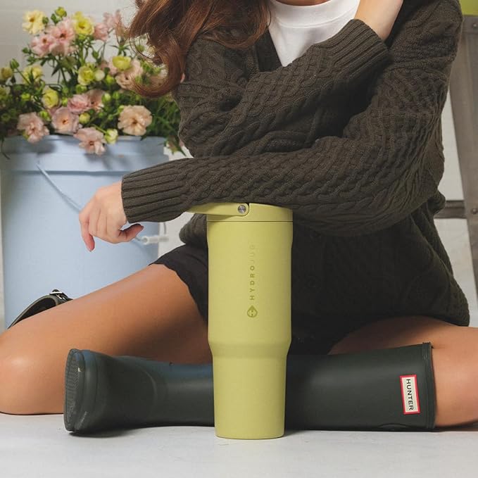 HydroJug Sport - Stainless Steel Tumbler with Straw, Vacuum Insulated, 32oz Leakproof Water Bottle, Ergonomic Design, Reusable, Dishwasher Safe, Rubber Base, Durable for Gym or Outdoors, Olive