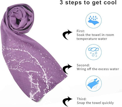 Sports Towel for Instant Cooling Relief Microfiber Towels for Golf Workout Swimming Gym Yoga Travel Camping Fitness 40"x12" Sweat Towel (Purple 2 Pack)