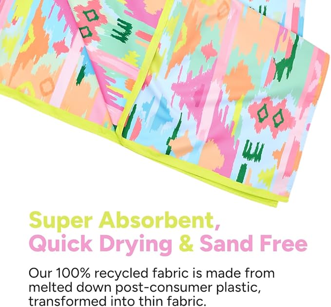 Dock & Bay Beach Towel - Quick Dry, Sand Free - Compact, Lightweight - 100% Recycled - Includes Bag - Ibiza Glow - Large (160x90cm, 63x35)