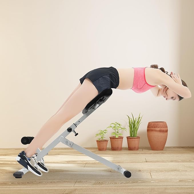 Foldable Roman Chair Back Extension Machine, 5-Position Adjustable Hyperextension Bench for Home Gym, Sit up Fitness Equipment for Core Strength Glutes Workout, 330 lbs Capacity Upgraded Black