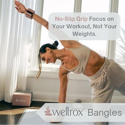 Wellrox Weighted Bangles – Adjustable Ankle and Wrist Weights for Women & Men – Set of Ankle Weights 2 lbs (1 lb Each Wrist Weight) | Weighted Arm Bands for Pilates, Yoga, Running & Walking
