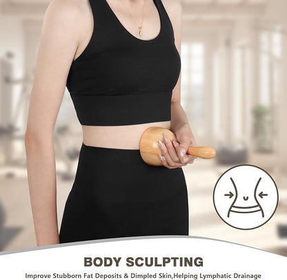 Wood Therapy Massage Tools 4-in-1, Wooden Lymphatic Drainage Massager Body Cellulite Remover, Professional Maderoterapia Kit Cellulite Massager for Body Sculpting,Contouring,Relief Muscle