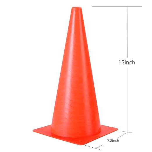 15 Inch Traffic Safety Cones, [7 Pack] Orange Parking Cones Training Cones, Plastic Cones for Indoor/Outdoor Activity & Festive Events