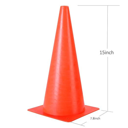 15 Inch Traffic Safety Cones, [7 Pack] Orange Parking Cones Training Cones, Plastic Cones for Indoor/Outdoor Activity & Festive Events