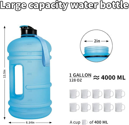 TOOFEEL1 Gallon Water Bottle,Leakproof,Bpa Free,Dishwasher Safe,128 oz Large Water Jug wiht Handle,Travel & Camping & Sports & Gym Water Bottle For Men and Women - Matte Light Blue