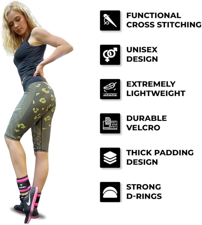Ankle Straps for Cable Machines Women, Glute Kickback Cable Machine Attachments, Gym Ankle Cuffs, Wrist Cuffs for Workout, Leg Training Accessory, Fitness Gear for Home or Gym