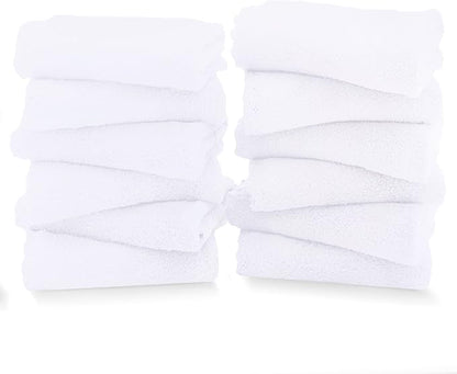 TENSTARS 12 Pack Premium Washcloths Set - Quick Drying- Soft Microfiber Coral Velvet Highly Absorbent Wash Clothes - Multipurpose Use as Bath, Spa, Facial, Fingertip Towel (White)