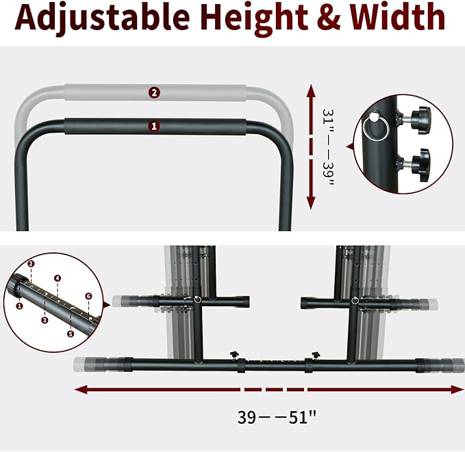 Dip Station Functional Heavy Duty Dip Stands Fitness Workout Dip bar Station Stabilizer Parallette Push Up Stand, Adjustable Dip Bar Station for Home Gym, Calisthenics & Upper Body Workout Equipment