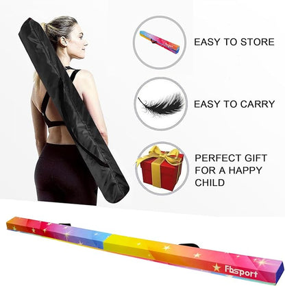 FBSPORT 8ft/9ft/9.5ft Balance Beam Folding Gymnastics Beam Foam Balance Floor Beam Equipment for Kids Adults, Suede Cover Anti Slip Base with Carry Bag for Home School Gym Training
