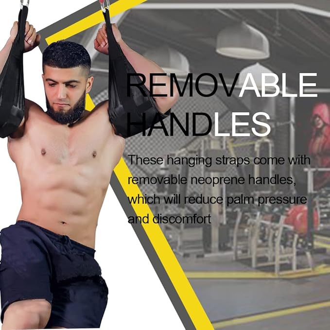 DASKING Hanging Ab Straps with Quick Locks - 1 Pair Gym Sling Straps for Pull Up Bar, Core & Abdominal Workouts