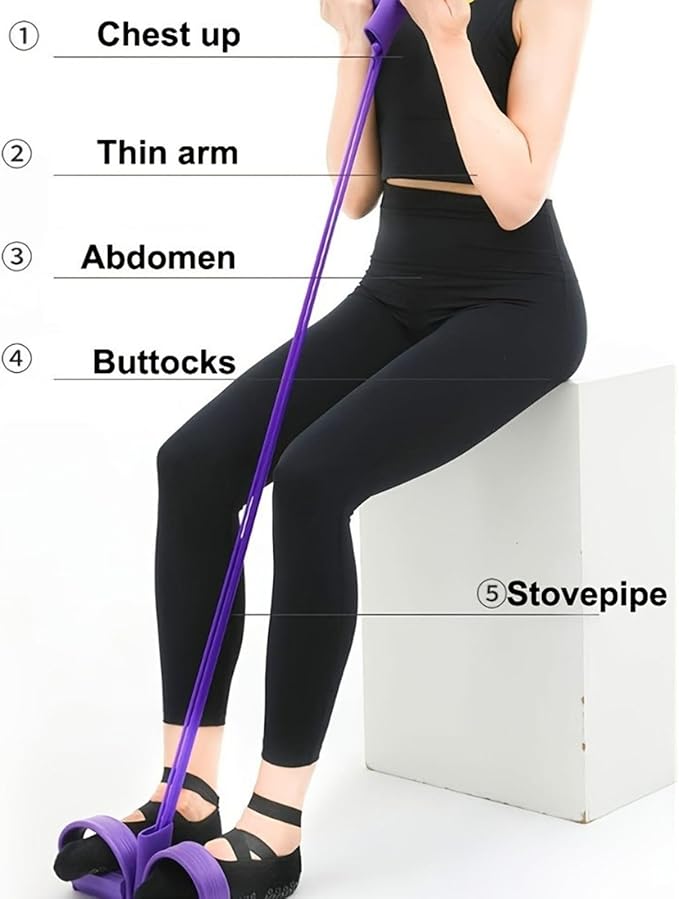 21Fitness Resistance Bands-6 Tube Pedal Ankle Puller with 8 Shape Resistance Band,Multifunction Tension Rope, for Strength Training, Tummy, Waist, Arm, Leg Slimming, Home Gym Exercise Equipment