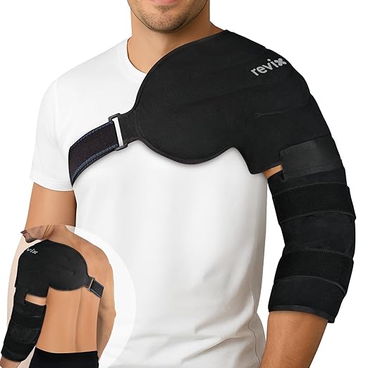 REVIX Arm Ice Pack Wrap for Pitchers – Shoulder and Elbow Ice Pack Reusable Cold Therapy Wrap for Baseball Pitcher Arm Recovery, Adjustable Compression Sleeve for Post-Workout Muscle Relief