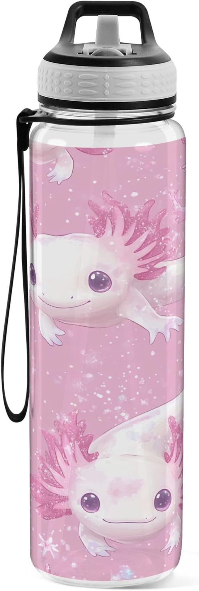 Burbuja Kawaii Axolotl 32 oz Water Bottle with Straw Lid, Leakproof & BPA Free Tritan Bottle for Gym Fitness Outdoor Sports