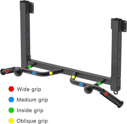 Kipika 32" Ceiling Mounted Pull Up Bar - Heavy Duty, Highly Adjustable, Multifunctional Chin Up Bar - Home Gym System with Punching Bag Hanger and Resistance Bands Training