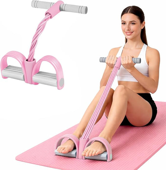 8-Tube Pedal Resistance Band with Handles, Multifunction Foot Pedal Tension Rope Fitness Equipment, Natural Rubber Exercise Puller for Abs, Arms, Waist & Leg Training