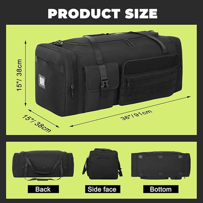 130L Extra Large 36" Heavy Duty Sports Gym and Travel Duffel Bag - Oversized Equipment Gear Bag for Basketball, Baseball, Hockey, Football, Helmets, and Pads - Durable, Giant (Black)