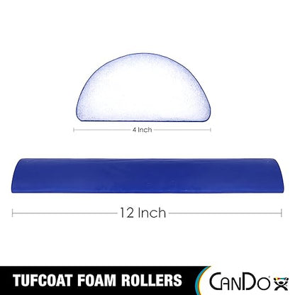 CanDo Premium TufCoat Blue Coated Half-Round Foam Rollers for Muscle Restoration, Massage Therapy, Rehabilitation, Sport Recovery and Physical Therapy for Home, Clinic and Gym
