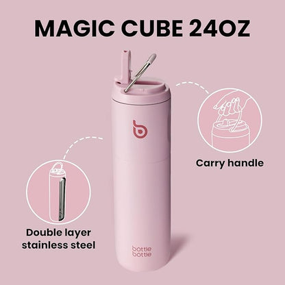 BOTTLE BOTTLE Insulated Water Bottle 24oz with Straw Lid and Handle for Sports Travel Gym Stainless Steel Water Bottles Double-Wall Vacuum Metal Leak Proof BPA-Free