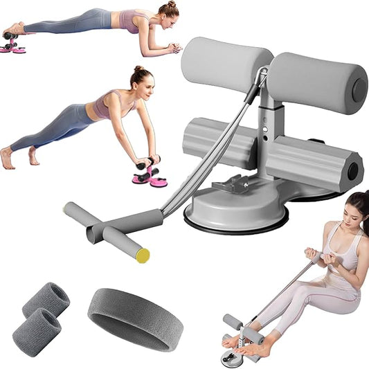 Ab Training Auxiliary Device, Portable Sit Up Exercise Equipment with 2 Strong Suction Cups and Adjustable Foot Holder, Sit Up Bar Foot Holder for Home & Gym, Sit-Ups & Core Exercises