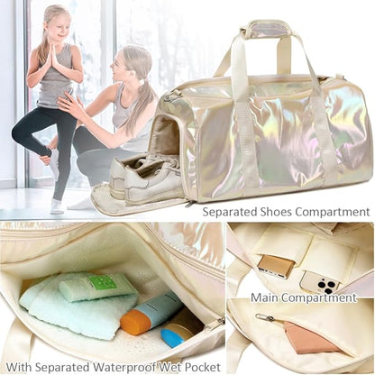 Dance Bag for Girls Sports Duffle Bag for Girl Gym Bag with Shoes Compartment Wet Pocket Weekender Carry On Bag Travel Bag for Teens Girls
