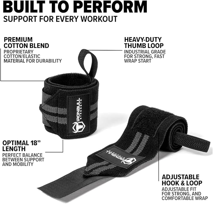 Wrist Wraps for Weightlifting (USPA & IPL Approved) - 18” Premium Quality Wrist Straps for Weightlifting - Weight Lifting Wrist Wraps with Thumb Loop - Best Gym Wrist Wraps for Lifting Weights, Curls & Dips - Lifting Wrist Wraps for Bench, Powerlifting...