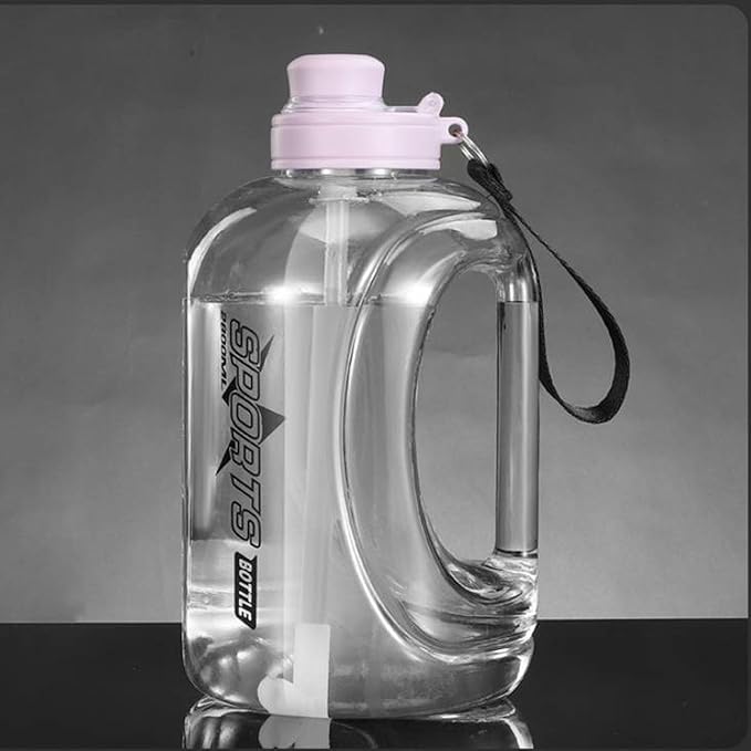 80 Oz Big Water Bottle for Men ＆ Women, Reusable Hiking Water Bottle with Portable Handle, Leakproof Gym Water Jug with Straw ＆ Clear Markings for Running Hiking Camping Travel (Light Pink 2.8 L)