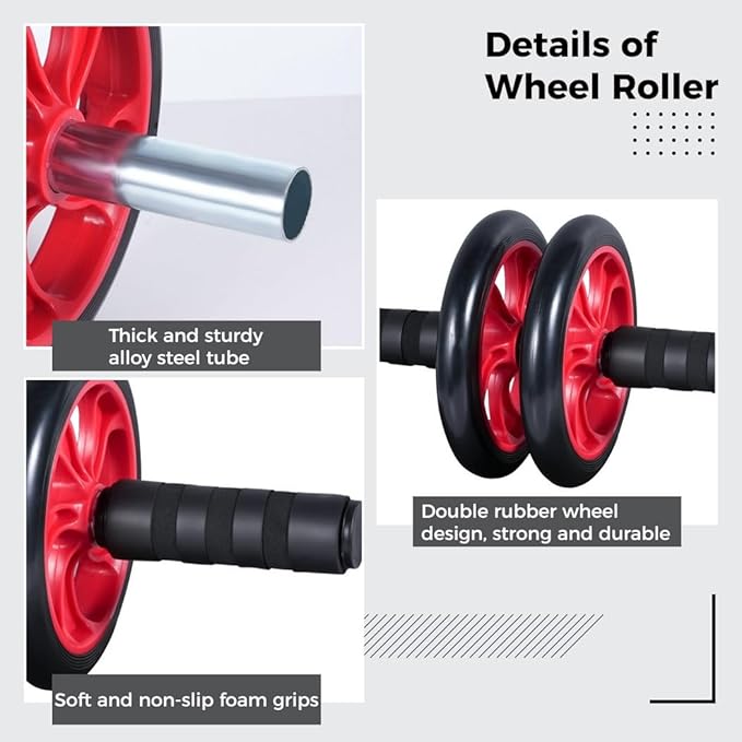 4-in-1 Ab Wheel Roller Kit with Push-Up, Core Sliders & Knee Pads for Home Gym