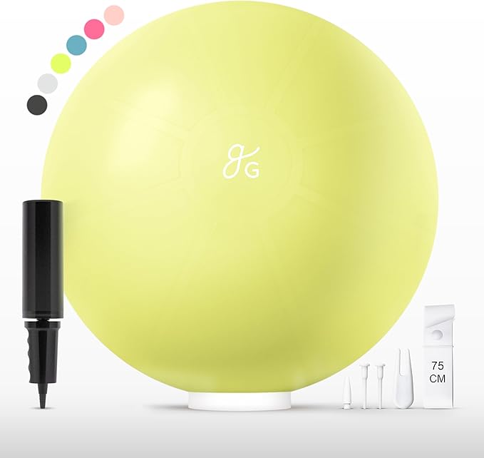 Greater Goods Yoga Ball Anti-Burst Exercise Ball for Pilates, Stability, Pregnancy & Workouts, Includes Pump, in Multiple Sizes and Colors