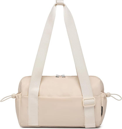 Small Gym Bag for Women Mini Duffle Bag with Wet Compartment, Lightweight Waterproof Cute Tote for Girls Workout Sport Travel,Beige