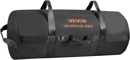 VEVOR Workout Sandbag, Heavy Duty Workout Power Bags with Handles, 125-200 lbs Adjustable Slam Bag for Fitness Strength Weight Training Cross-Training, Home Gym Exercise, Black (Unfilled)