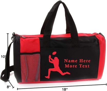 KishKesh Personalized Sport Duffel Bag – Ideal for Football Players, Gym, Travel, Training & Workout Essential for Male – Durable, Customizable Name & Text for Kids and Adults – Red, 18" X 10" X 8"