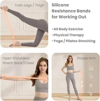 Figure 8 Resistance Band with Handles, Silicone Exercise Bands for Physical Therapy, Arm Shoulder Back Chest Workout, Portable Home Fitness Stretching Equipment for Yoga & Pilates
