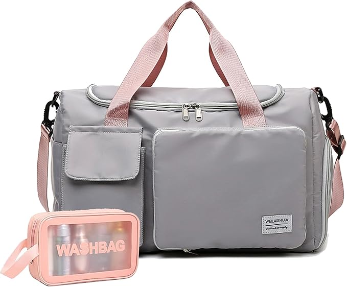 Travel Bag, Large Capacity Folding Travel Bag, Sports Gym Bag with Wet Pocket & Shoes Compartment, Foldable Travel Duffel Bag, Weekender Overnight Bag for Women and Man