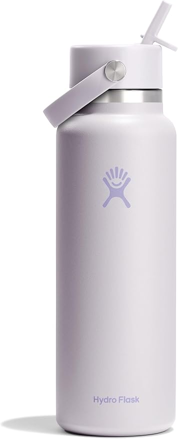 Hydro Flask Water Bottle - Insulated Stainless Steel - Wide Straw Lid, Non Spill, Leakproof in 40 Oz Cloud Pink