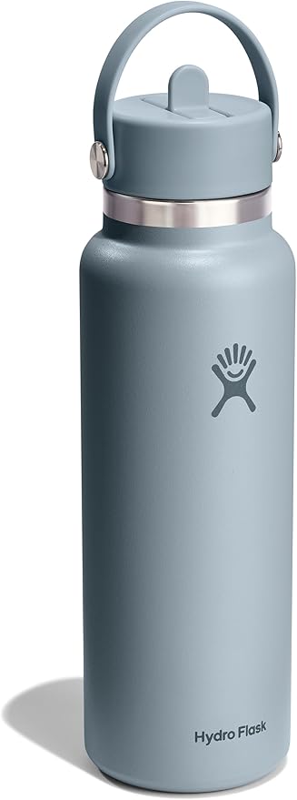 Hydro Flask Water Bottle - Insulated Stainless Steel - Wide Straw Lid, Non Spill, Leakproof in 40 Oz Shale Gray