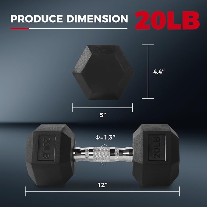 RitFit Rubber Coated Hex Dumbbell Set with Rack, 5-780LB for Home Gym Strength Training, Anti-Slip Knurled Handle, Hexagon Anti-Roll, Heavy-Duty Storage Rack